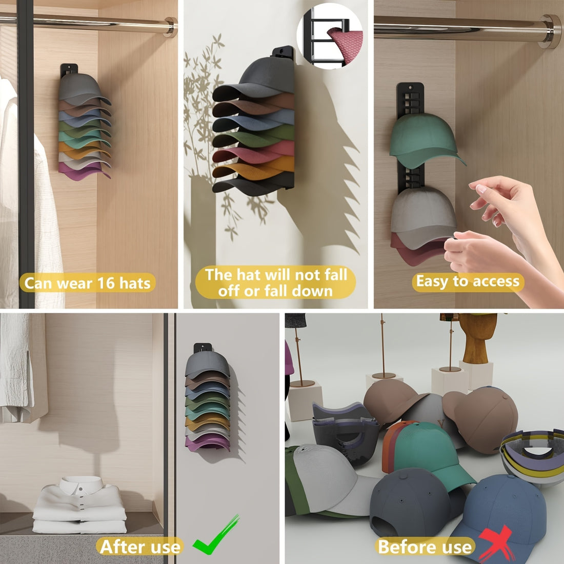 Baseball Cap Wall-mounted Storage Rack